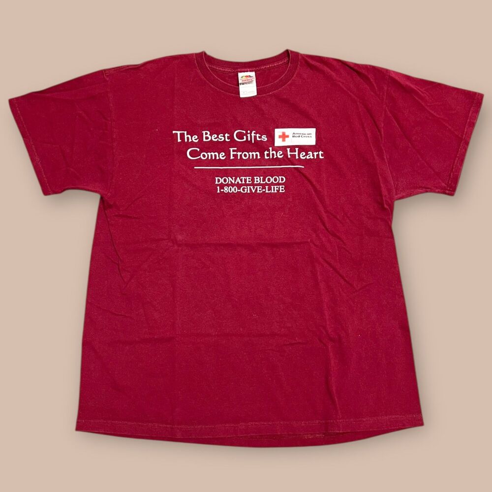 VTG Y2K Red Cross Blood Donor Tee 'The Best Gifts Come From The Heart' XL